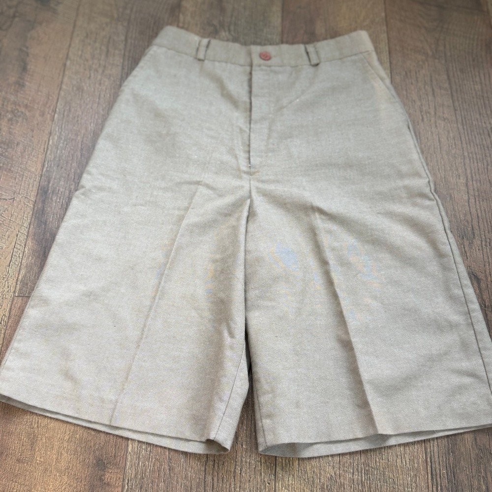 First Base Vintage‎ 80s Khaki Wide Leg Trouser Shorts High Rise